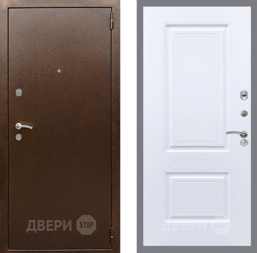Входная металлическая Дверь Рекс (REX) 1А Медный Антик Смальта Силк Сноу в Краснознаменске