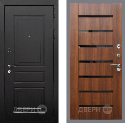 Входная металлическая Дверь Рекс (REX) 6 Венге СБ-14 стекло черное Орех бренди в Краснознаменске