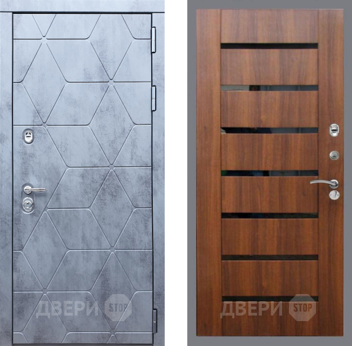 Входная металлическая Дверь Рекс (REX) 28 СБ-14 стекло черное Орех бренди в Краснознаменске