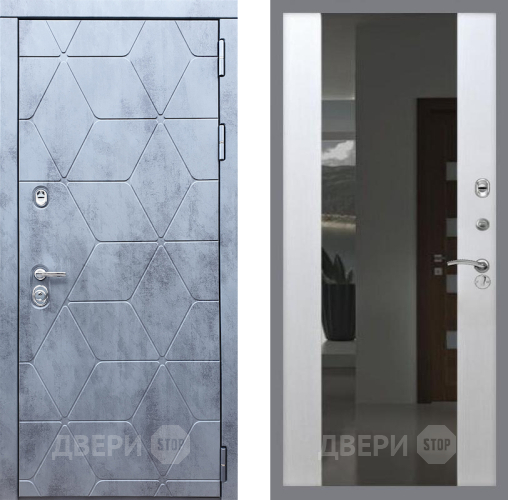 Входная металлическая Дверь Рекс (REX) 28 СБ-16 Зеркало Белый ясень в Краснознаменске