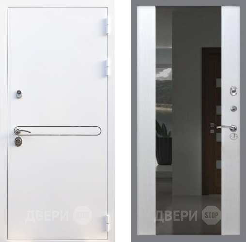 Входная металлическая Дверь Рекс (REX) 27 СБ-16 Зеркало Белый ясень в Краснознаменске
