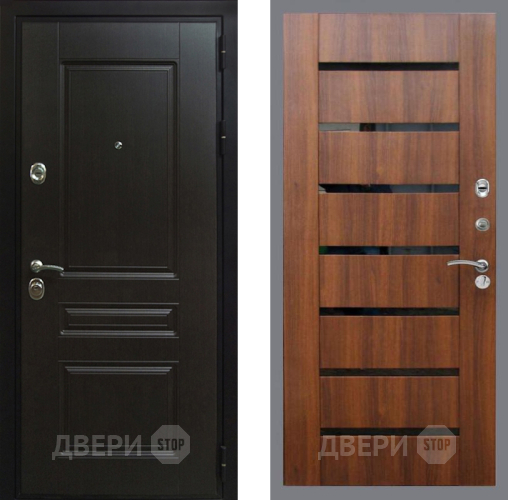 Входная металлическая Дверь Рекс (REX) Премиум-Н СБ-14 стекло черное Орех бренди в Краснознаменске