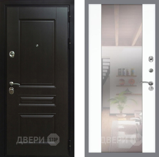 Входная металлическая Дверь Рекс (REX) Премиум-Н СБ-16 Зеркало Силк Сноу в Краснознаменске