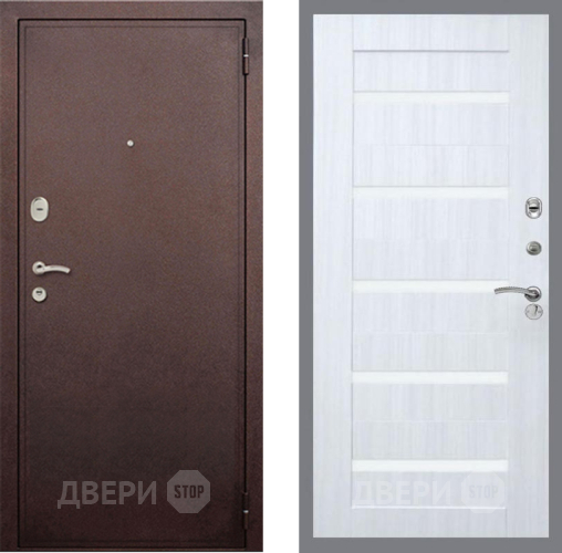 Входная металлическая Дверь Рекс (REX) 2 Медный Антик СБ-14 стекло белое Сандал белый в Краснознаменске