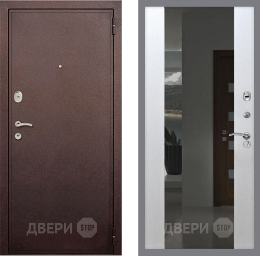Входная металлическая Дверь Рекс (REX) 2 Медный Антик СБ-16 Зеркало Белый ясень в Краснознаменске