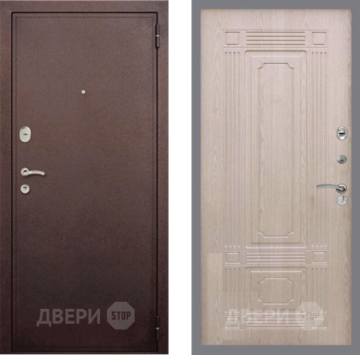 Входная металлическая Дверь Рекс (REX) 2 Медный Антик FL-2 Беленый дуб в Краснознаменске