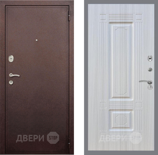 Входная металлическая Дверь Рекс (REX) 2 Медный Антик FL-2 Сандал белый в Краснознаменске