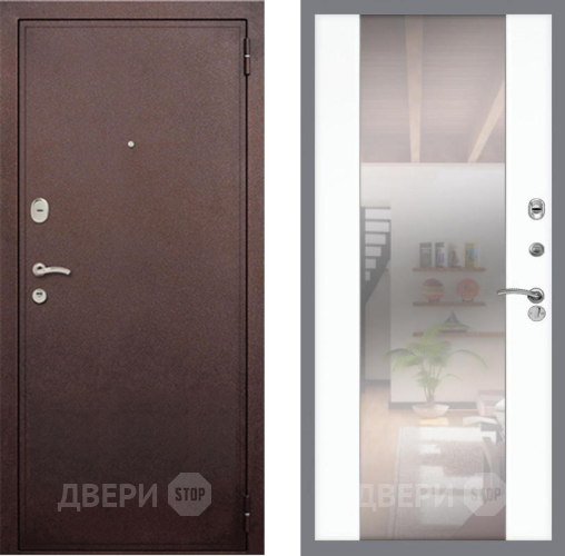 Входная металлическая Дверь Рекс (REX) 2 Медный Антик СБ-16 Зеркало Силк Сноу в Краснознаменске