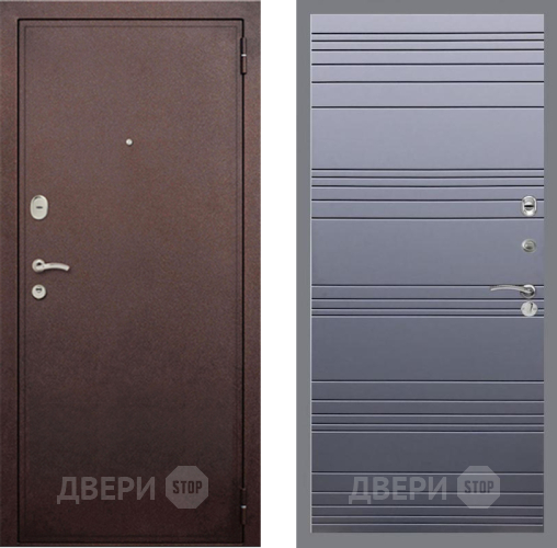 Входная металлическая Дверь Рекс (REX) 2 Медный Антик Line Силк титан в Краснознаменске