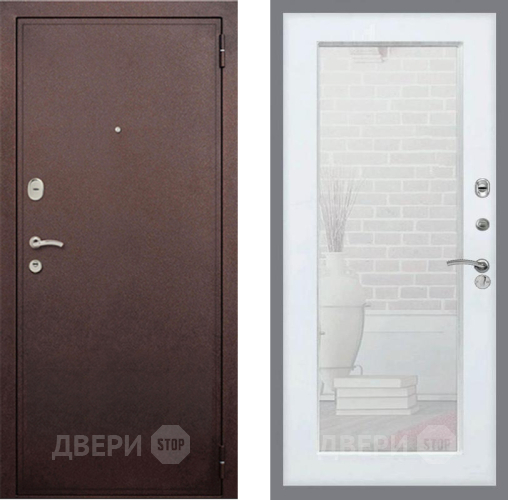 Входная металлическая Дверь Рекс (REX) 2 Медный Антик Зеркало Пастораль Белый ясень в Краснознаменске
