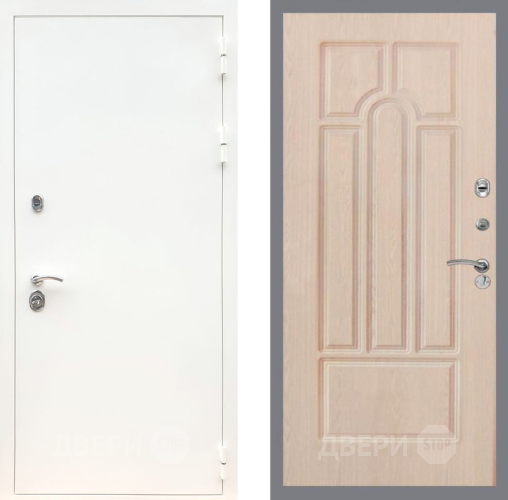 Входная металлическая Дверь Рекс (REX) 5 Белая Шагрень FL-58 Беленый дуб в Краснознаменске