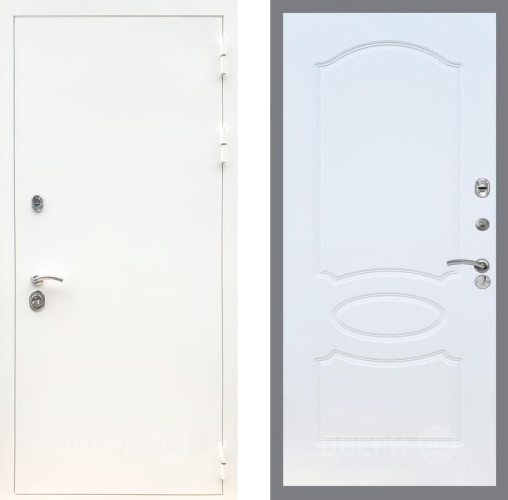 Входная металлическая Дверь Рекс (REX) 5 Белая Шагрень FL-128 Белый ясень в Краснознаменске