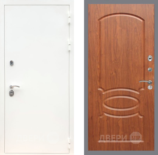Входная металлическая Дверь Рекс (REX) 5 Белая Шагрень FL-128 Морёная берёза в Краснознаменске
