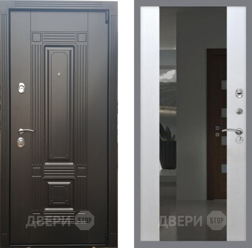Входная металлическая Дверь Рекс (REX) 9 СБ-16 Зеркало Белый ясень в Краснознаменске