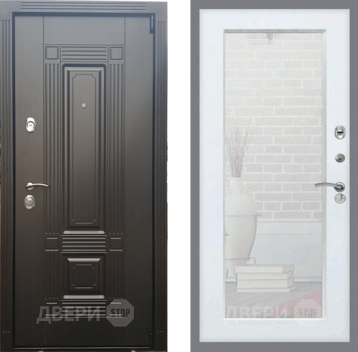 Входная металлическая Дверь Рекс (REX) 9 Зеркало Пастораль Белый ясень в Краснознаменске