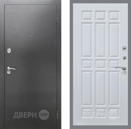 Входная металлическая Дверь Рекс (REX) 2А Серебро Антик FL-33 Белый ясень в Краснознаменске