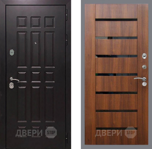 Входная металлическая Дверь Рекс (REX) 8 СБ-14 стекло черное Орех бренди в Краснознаменске