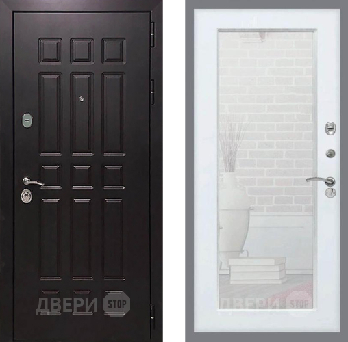 Входная металлическая Дверь Рекс (REX) 8 Зеркало Пастораль Белый ясень в Краснознаменске