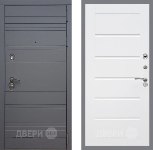 Входная металлическая Дверь Рекс (REX) 14 силк титан Сити Белый ясень в Краснознаменске