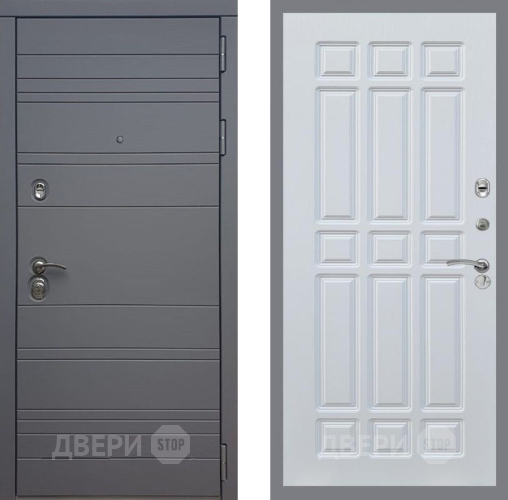 Входная металлическая Дверь Рекс (REX) 14 силк титан FL-33 Белый ясень в Краснознаменске