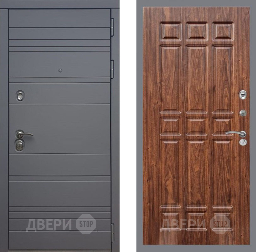 Входная металлическая Дверь Рекс (REX) 14 силк титан FL-33 орех тисненый в Краснознаменске