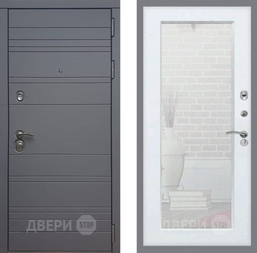 Дверь Рекс (REX) 14 силк титан Зеркало Пастораль Белый ясень в Краснознаменске