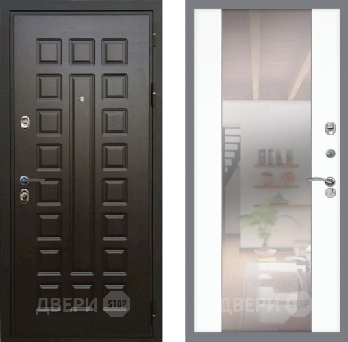 Входная металлическая Дверь Рекс (REX) Премиум 3к СБ-16 Зеркало Силк Сноу в Краснознаменске