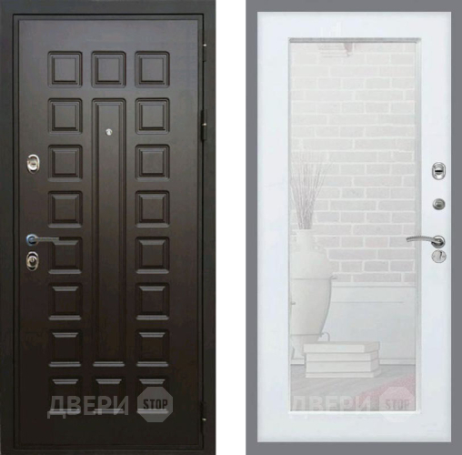 Входная металлическая Дверь Рекс (REX) Премиум 3к Зеркало Пастораль Белый ясень в Краснознаменске