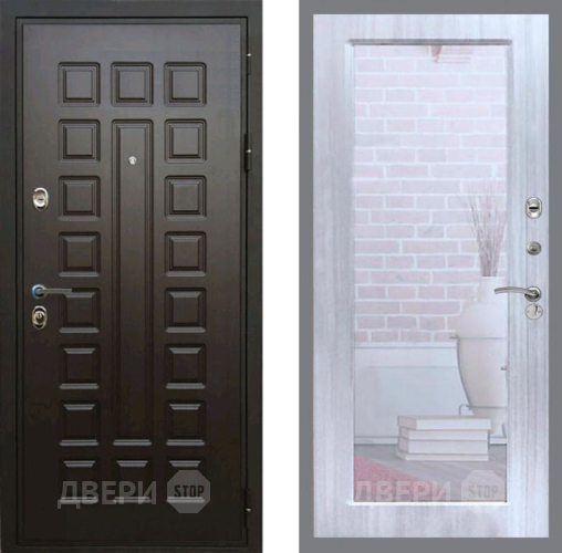 Входная металлическая Дверь Рекс (REX) Премиум 3к Зеркало Пастораль Сандал белый в Краснознаменске