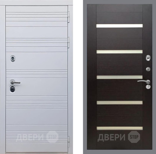 Входная металлическая Дверь Рекс (REX) 14 Силк Сноу СБ-14 стекло белое венге поперечный в Краснознаменске