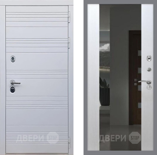 Входная металлическая Дверь Рекс (REX) 14 Силк Сноу СБ-16 Зеркало Белый ясень в Краснознаменске