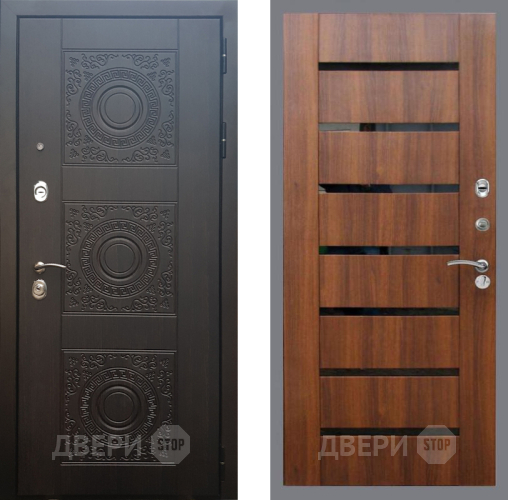 Входная металлическая Дверь Рекс (REX) 10 СБ-14 стекло черное Орех бренди в Краснознаменске