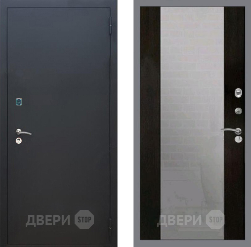Входная металлическая Дверь Рекс (REX) 1A Черный Муар СБ-16 Зеркало Венге в Краснознаменске