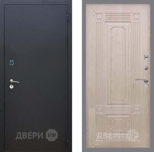 Входная металлическая Дверь Рекс (REX) 1A Черный Муар FL-2 Беленый дуб в Краснознаменске