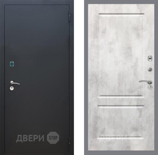Входная металлическая Дверь Рекс (REX) 1A Черный Муар FL-117 Бетон светлый в Краснознаменске