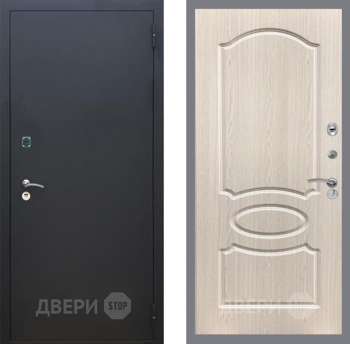 Входная металлическая Дверь Рекс (REX) 1A Черный Муар FL-128 Беленый дуб в Краснознаменске