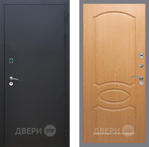 Входная металлическая Дверь Рекс (REX) 1A Черный Муар FL-128 Дуб в Краснознаменске