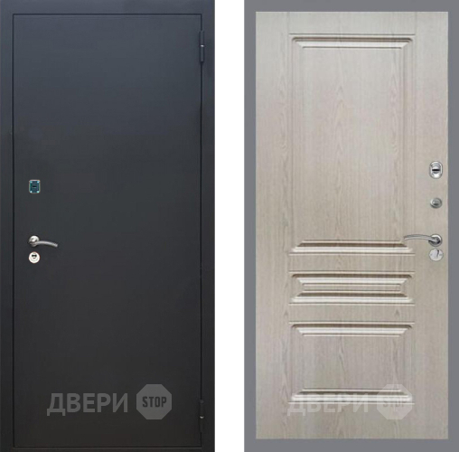 Входная металлическая Дверь Рекс (REX) 1A Черный Муар FL-243 Беленый дуб в Краснознаменске