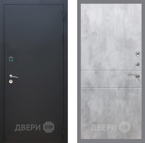 Входная металлическая Дверь Рекс (REX) 1A Черный Муар FL-290 Бетон светлый в Краснознаменске