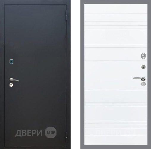 Входная металлическая Дверь Рекс (REX) 1A Черный Муар Line Силк Сноу в Краснознаменске