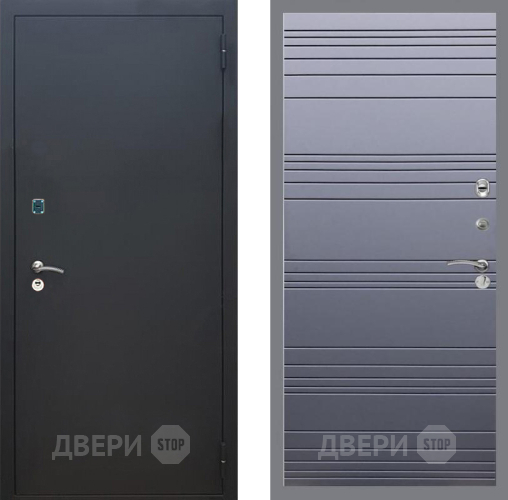 Входная металлическая Дверь Рекс (REX) 1A Черный Муар Line Силк титан в Краснознаменске