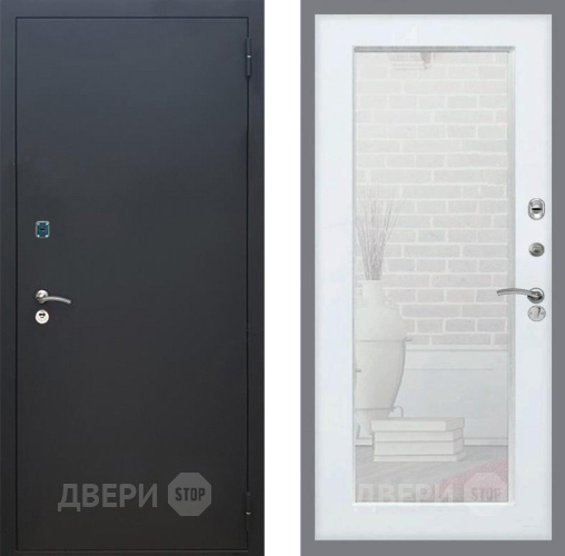 Входная металлическая Дверь Рекс (REX) 1A Черный Муар Зеркало Пастораль Белый ясень в Краснознаменске
