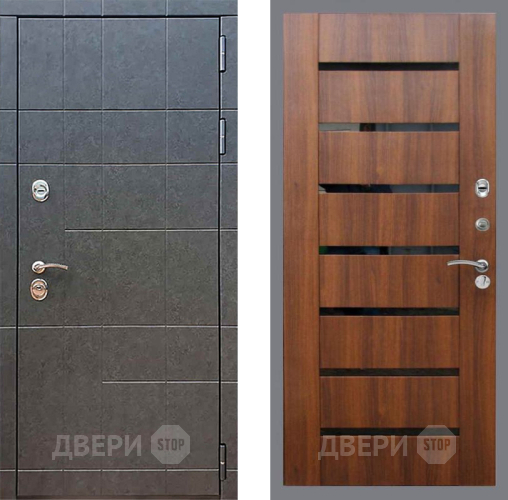 Входная металлическая Дверь Рекс (REX) 21 СБ-14 стекло черное Орех бренди в Краснознаменске