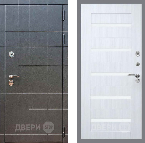 Входная металлическая Дверь Рекс (REX) 21 СБ-14 стекло белое Сандал белый в Краснознаменске