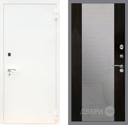 Входная металлическая Дверь Рекс (REX) 1А Белая шагрень СБ-16 Зеркало Венге в Краснознаменске