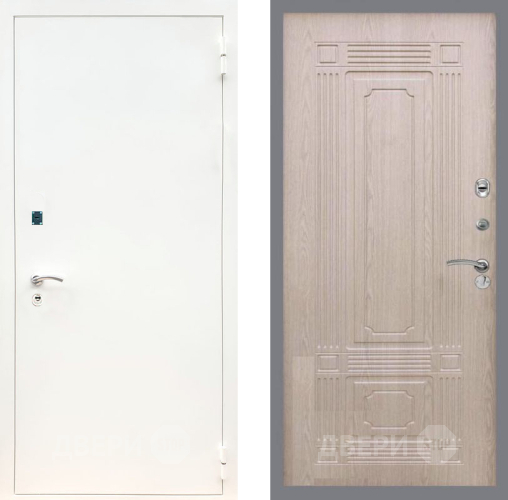 Входная металлическая Дверь Рекс (REX) 1А Белая шагрень FL-2 Беленый дуб в Краснознаменске