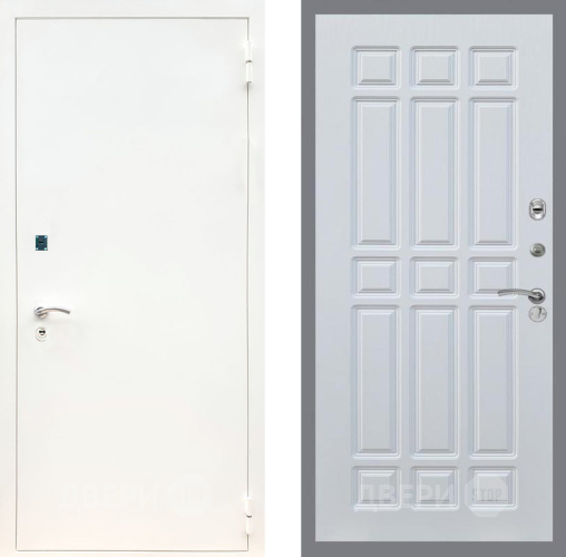 Входная металлическая Дверь Рекс (REX) 1А Белая шагрень FL-33 Белый ясень в Краснознаменске