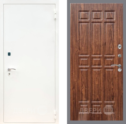 Входная металлическая Дверь Рекс (REX) 1А Белая шагрень FL-33 орех тисненый в Краснознаменске
