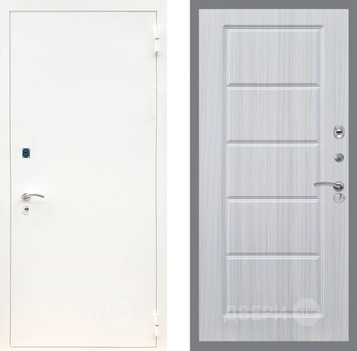 Входная металлическая Дверь Рекс (REX) 1А Белая шагрень FL-39 Сандал белый в Краснознаменске