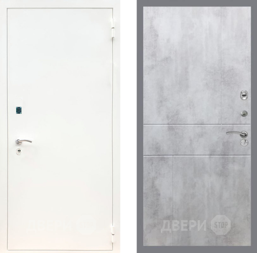 Входная металлическая Дверь Рекс (REX) 1А Белая шагрень FL-290 Бетон светлый в Краснознаменске